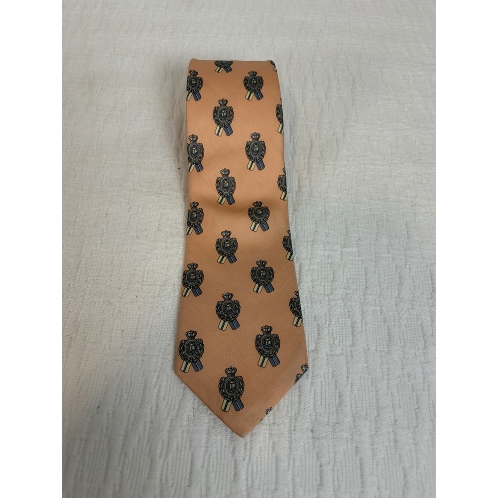 Oleg Cassini Vintage Orange w/Emblem Men's Tie With Geometric